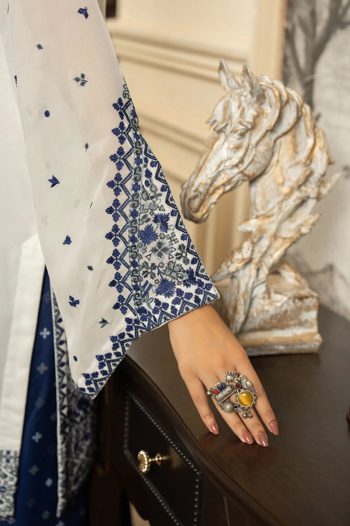 KARMA ‘Roohi’ | Embroidered Chiffon Pakistani Readymade Traditional Wonensweae | F-463