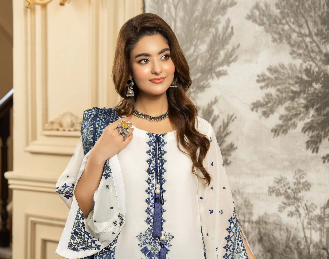 KARMA ‘Roohi’ | Embroidered Chiffon Pakistani Readymade Traditional Wonensweae | F-463
