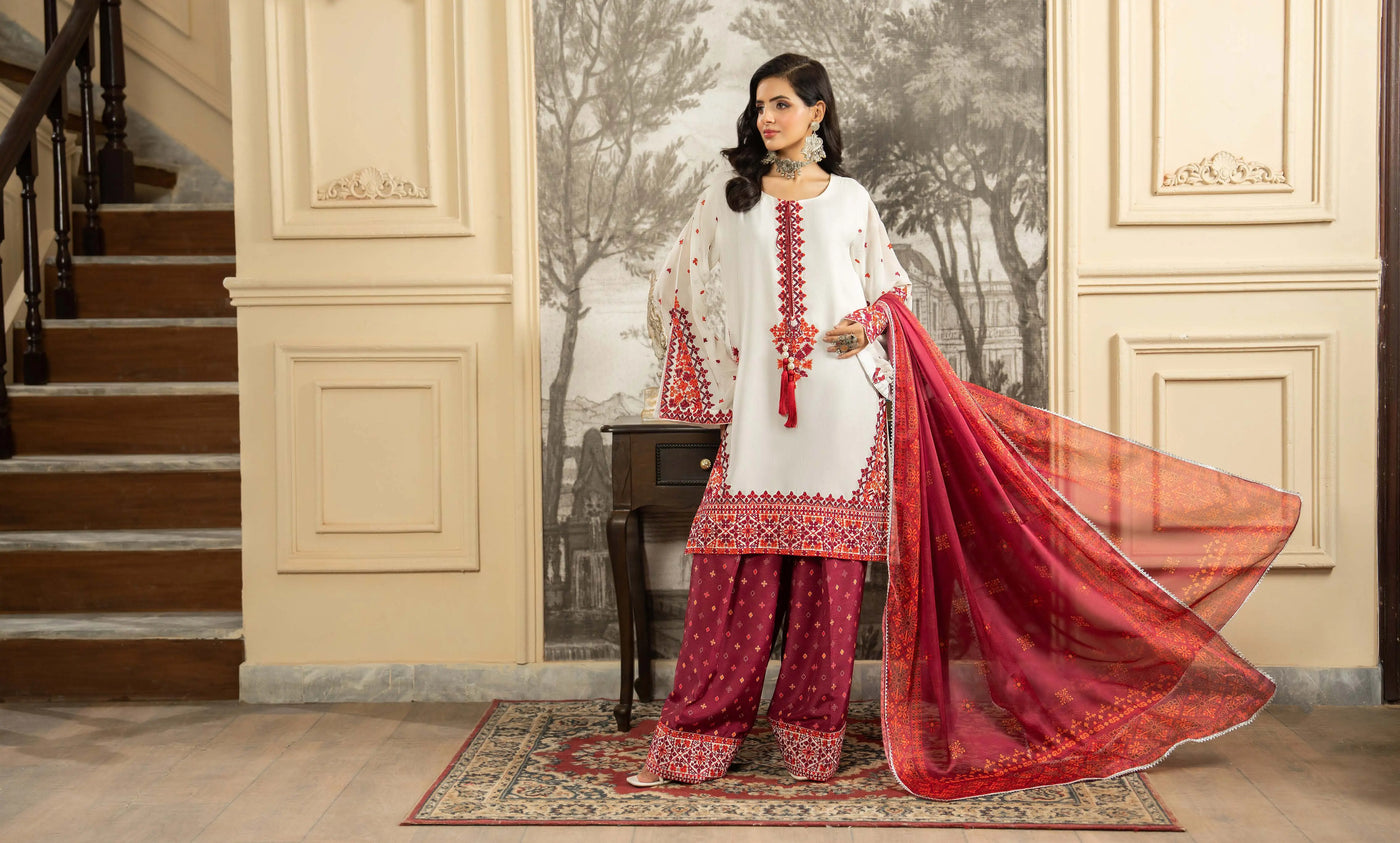 KARMA ‘Roohi’ | Embroidered Chiffon Pakistani Readymade Traditional Wonensweae | F-463