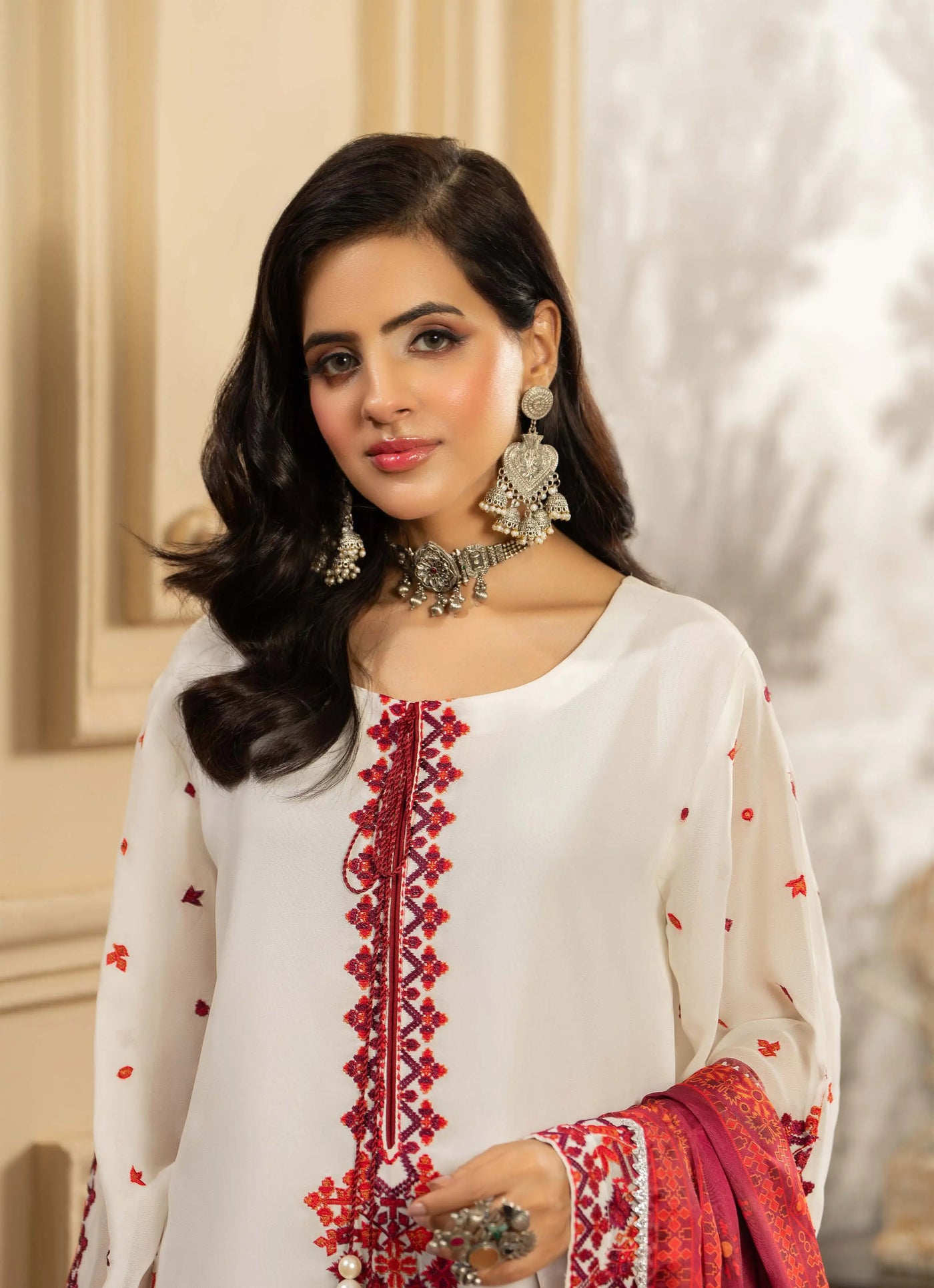 KARMA ‘Roohi’ | Embroidered Chiffon Pakistani Readymade Traditional Wonensweae | F-463