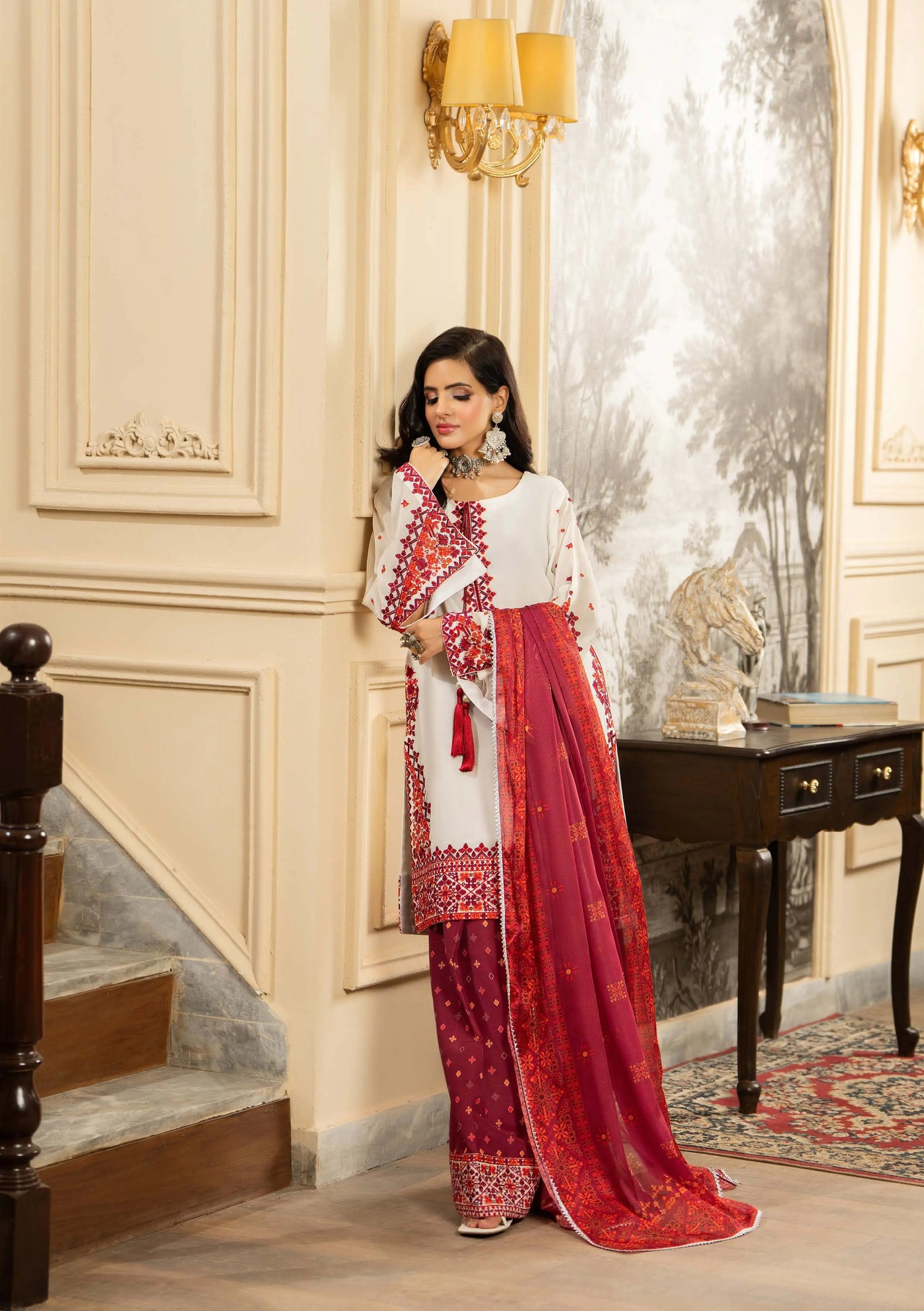 KARMA ‘Roohi’ | Embroidered Chiffon Pakistani Readymade Traditional Wonensweae | F-463
