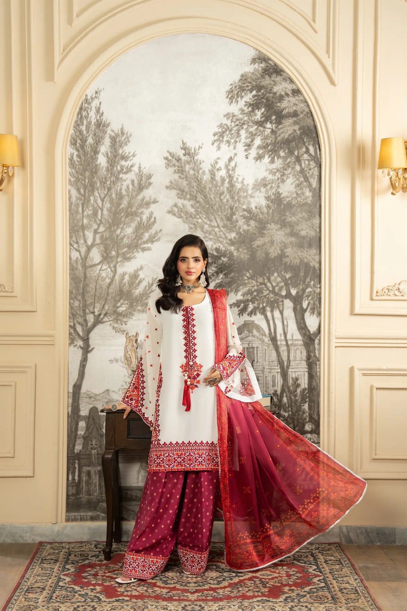 KARMA ‘Roohi’ | Embroidered Chiffon Pakistani Readymade Traditional Wonensweae | F-463