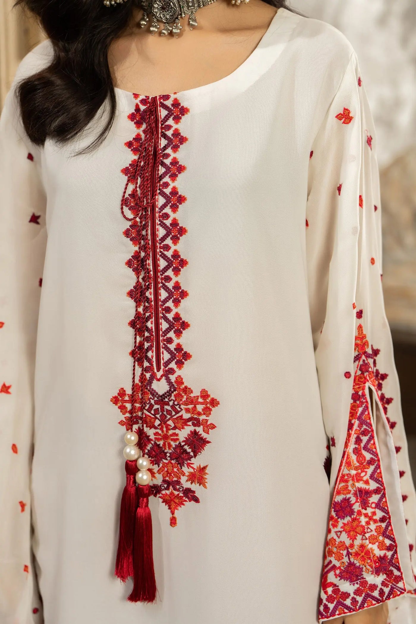 KARMA ‘Roohi’ | Embroidered Chiffon Pakistani Readymade Traditional Wonensweae | F-463