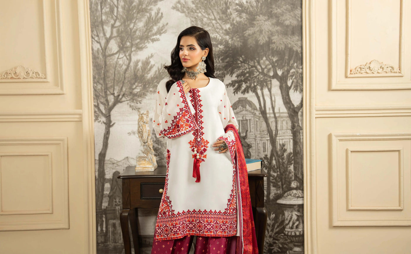 KARMA ‘Roohi’ | Embroidered Chiffon Pakistani Readymade Traditional Wonensweae | F-463