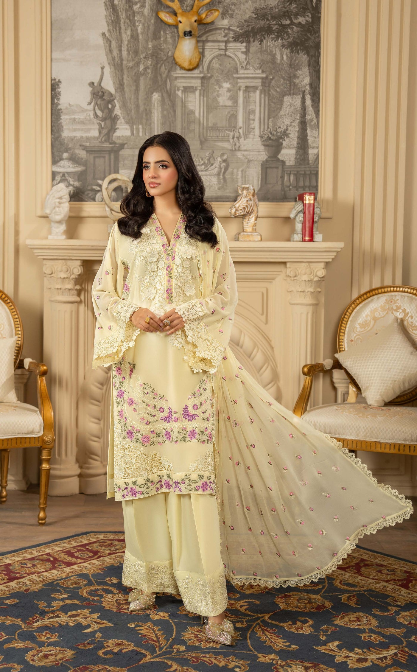 KARMA ‘Roohi’ | Embroidered Chiffon Pakistani Readymade Traditional Wonensweae | F-464 Karma