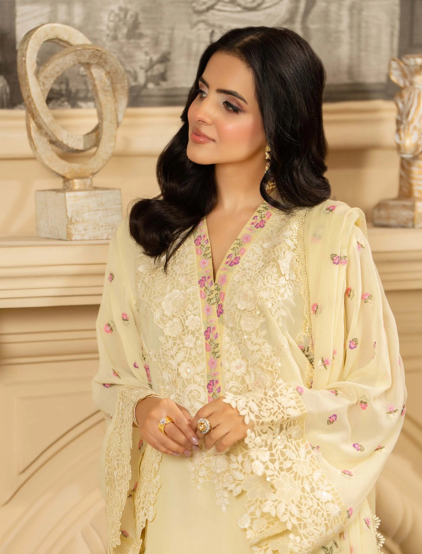 KARMA ‘Roohi’ | Embroidered Chiffon Pakistani Readymade Traditional Wonensweae | F-464