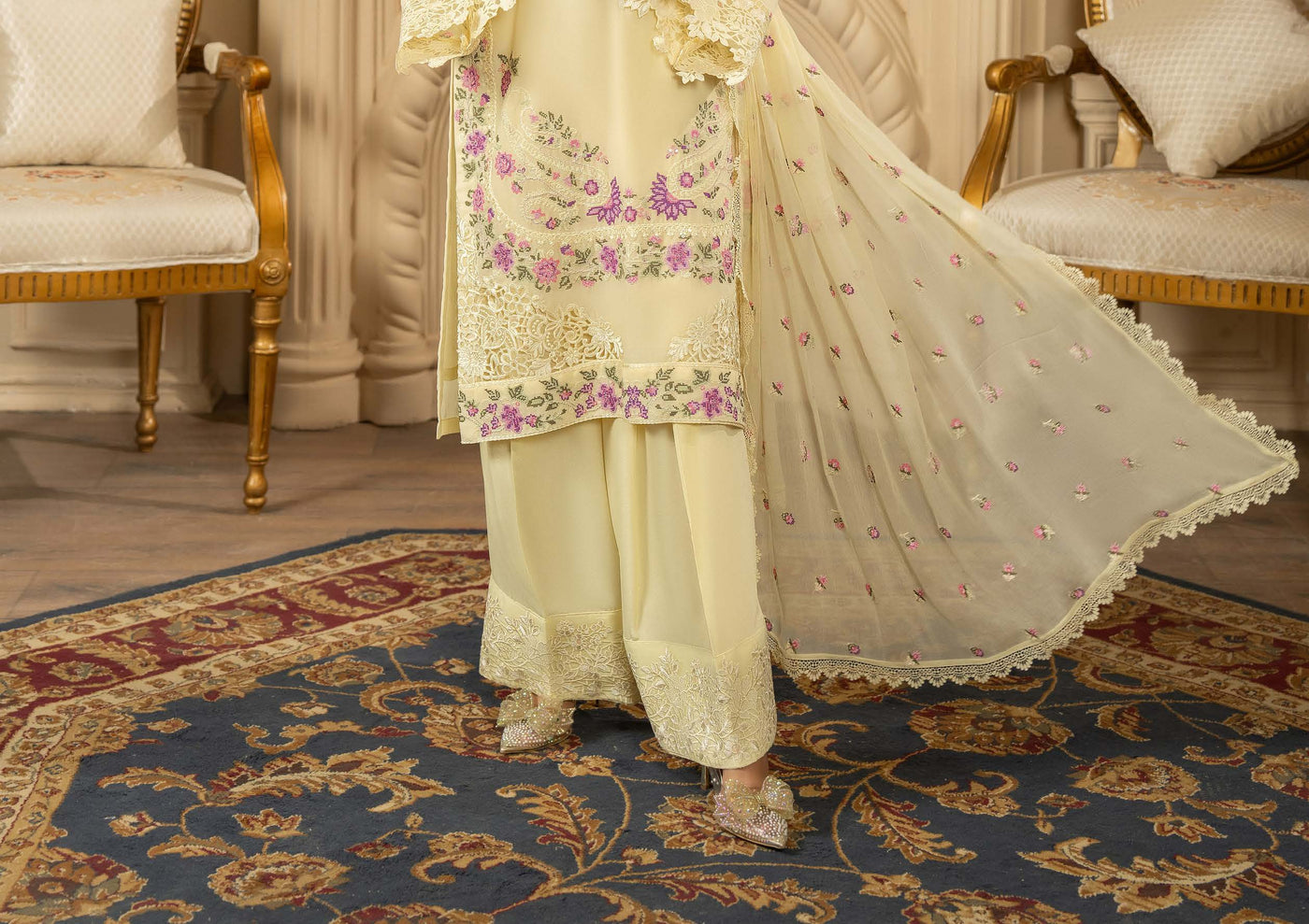 KARMA ‘Roohi’ | Embroidered Chiffon Pakistani Readymade Traditional Wonensweae | F-464