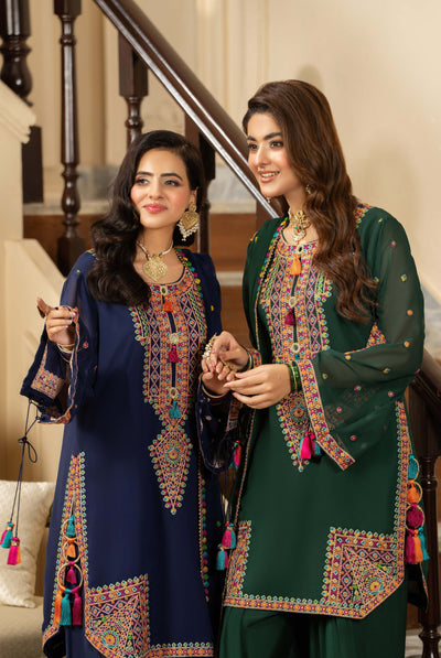 KARMA ‘Roohi’ | Embroidered Chiffon Pakistani Readymade Traditional Wonensweae | F-465
