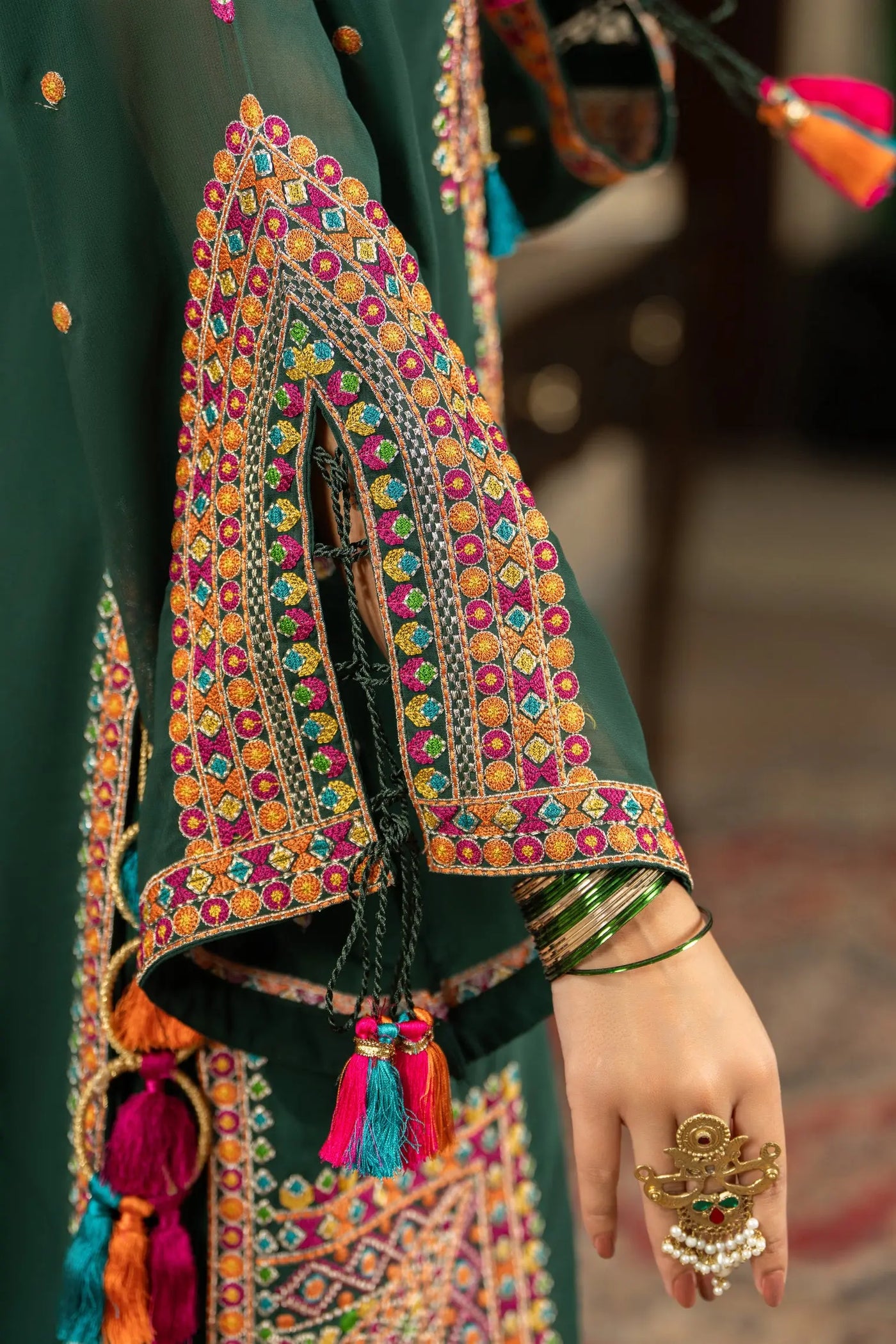 KARMA ‘Roohi’ | Embroidered Chiffon Pakistani Readymade Traditional Wonensweae | F-465