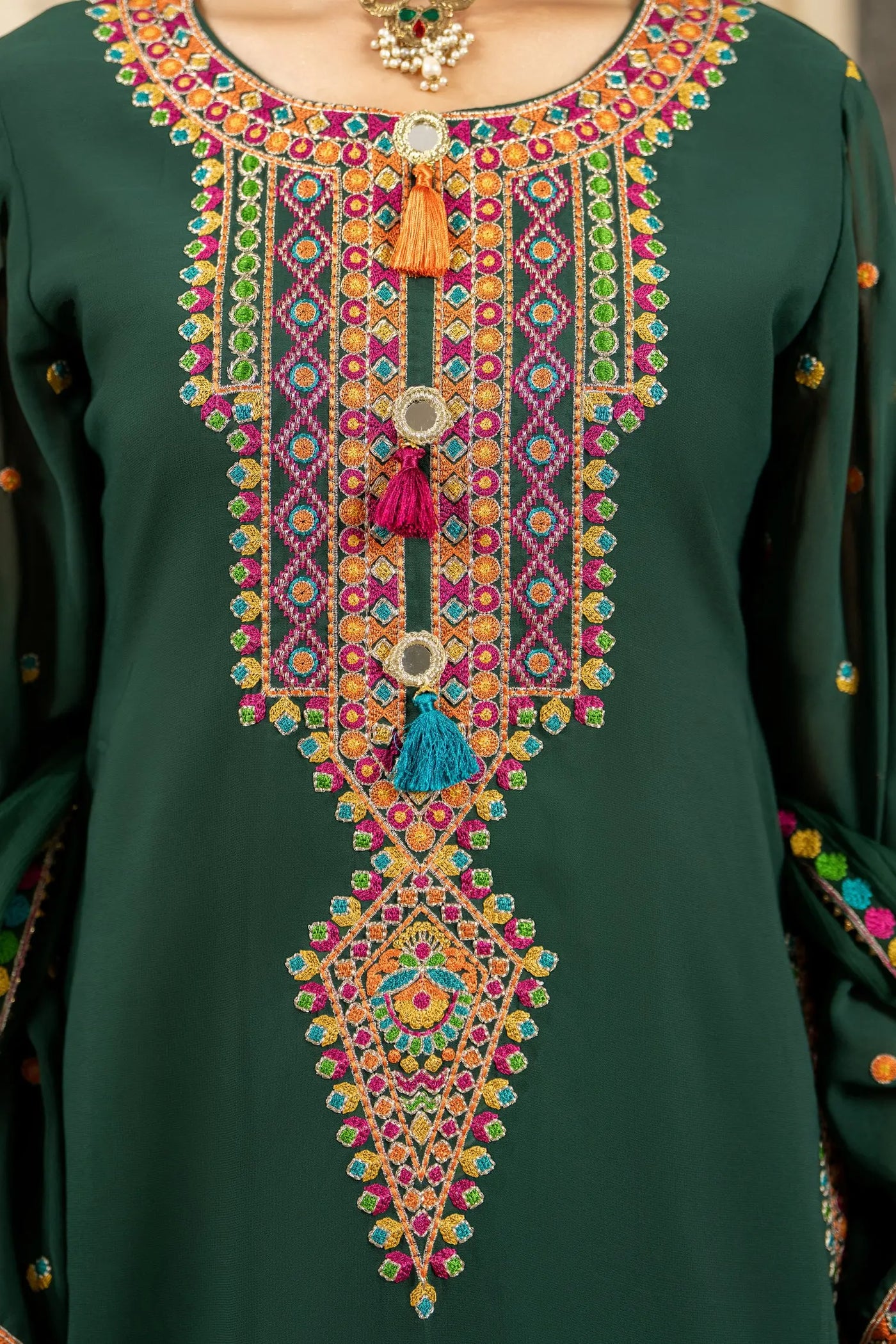 KARMA ‘Roohi’ | Embroidered Chiffon Pakistani Readymade Traditional Wonensweae | F-465