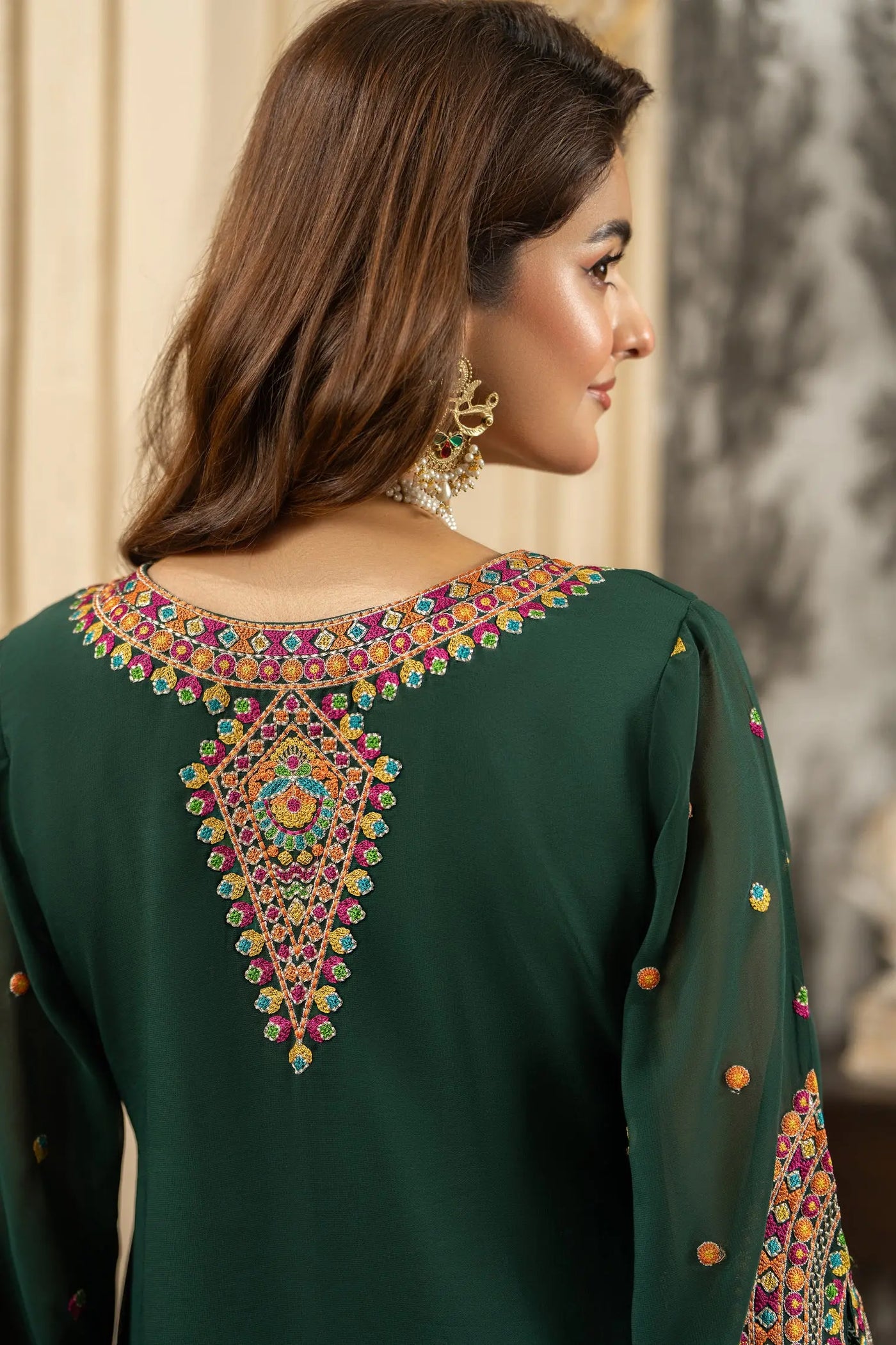 KARMA ‘Roohi’ | Embroidered Chiffon Pakistani Readymade Traditional Wonensweae | F-465