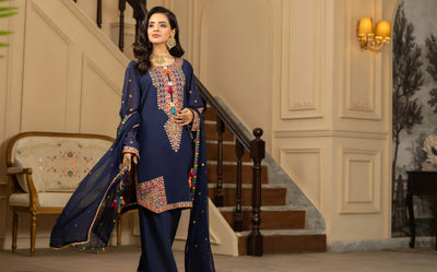 KARMA ‘Roohi’ | Embroidered Chiffon Pakistani Readymade Traditional Wonensweae | F-465