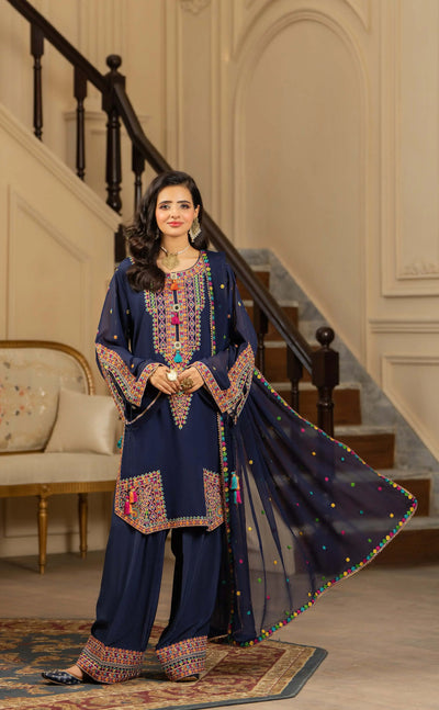 KARMA ‘Roohi’ | Embroidered Chiffon Pakistani Readymade Traditional Wonensweae | F-465