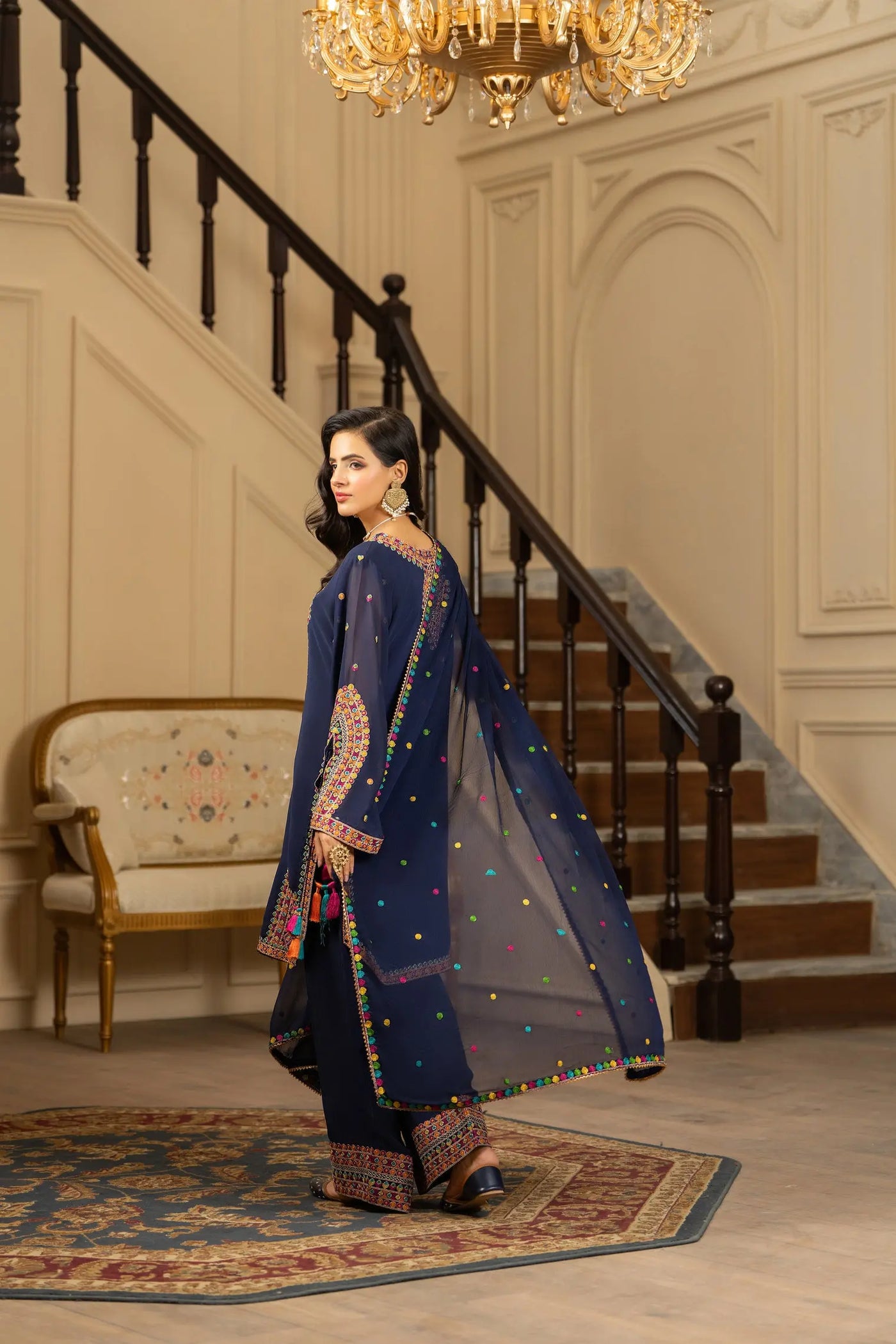 KARMA ‘Roohi’ | Embroidered Chiffon Pakistani Readymade Traditional Wonensweae | F-465