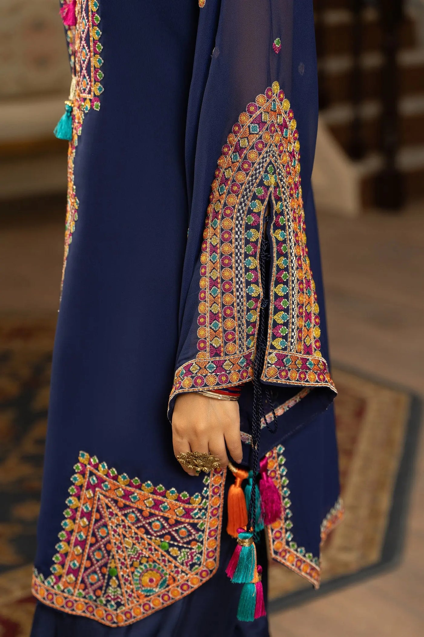 KARMA ‘Roohi’ | Embroidered Chiffon Pakistani Readymade Traditional Wonensweae | F-465