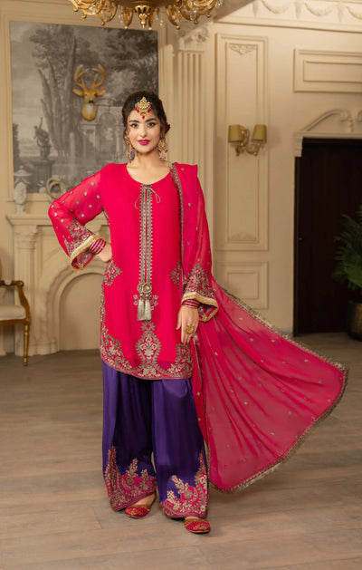 KARMA ‘Roohi’ | Embroidered Chiffon Pakistani Readymade Traditional Wonensweae | F-466