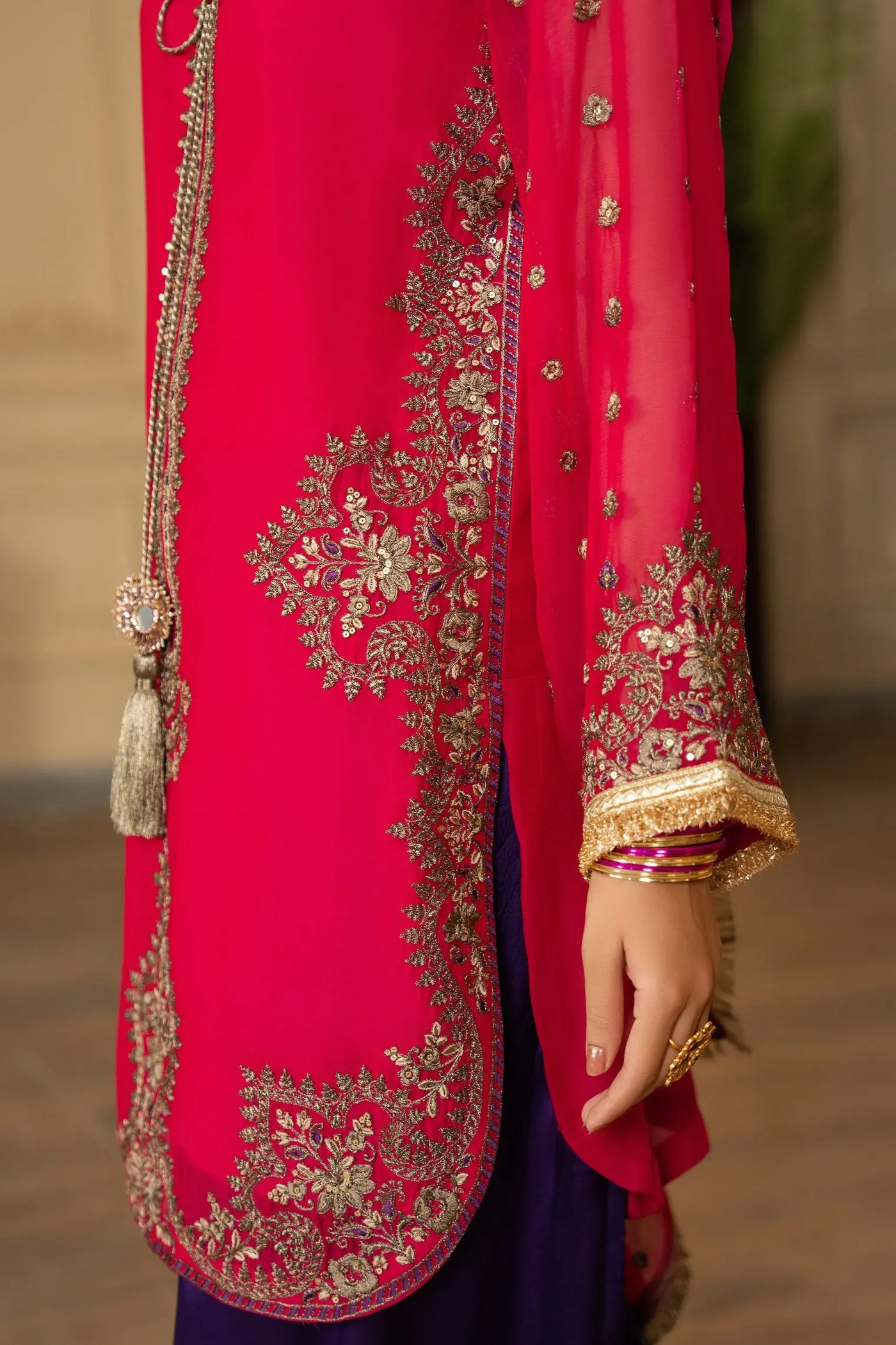 KARMA ‘Roohi’ | Embroidered Chiffon Pakistani Readymade Traditional Wonensweae | F-466