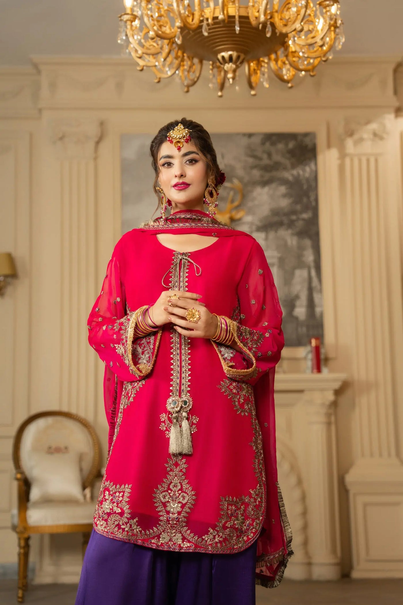 KARMA ‘Roohi’ | Embroidered Chiffon Pakistani Readymade Traditional Wonensweae | F-466
