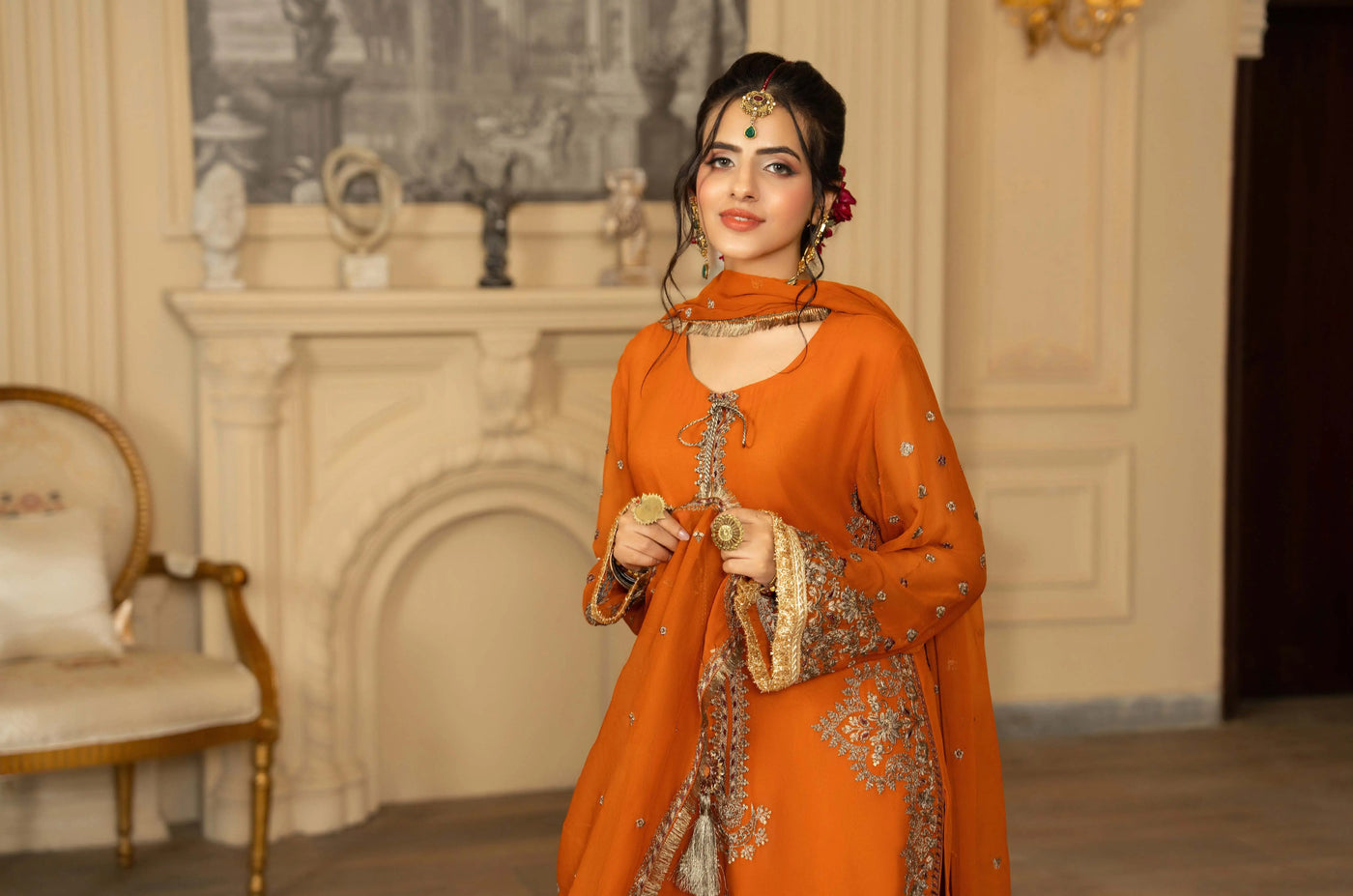 KARMA ‘Roohi’ | Embroidered Chiffon Pakistani Readymade Traditional Wonensweae | F-466