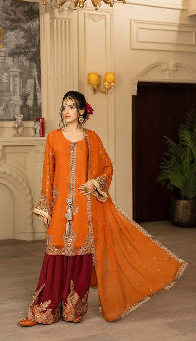 KARMA ‘Roohi’ | Embroidered Chiffon Pakistani Readymade Traditional Wonensweae | F-466