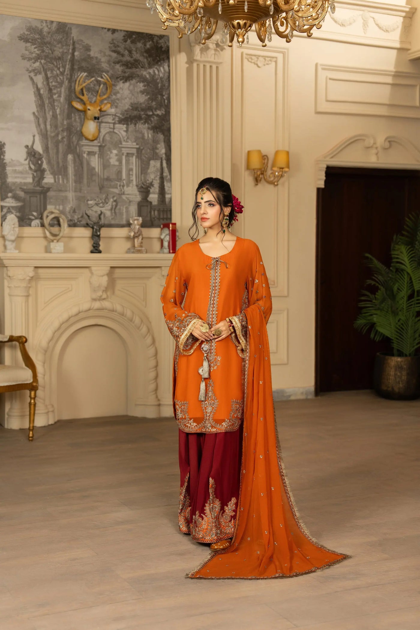 KARMA ‘Roohi’ | Embroidered Chiffon Pakistani Readymade Traditional Wonensweae | F-466