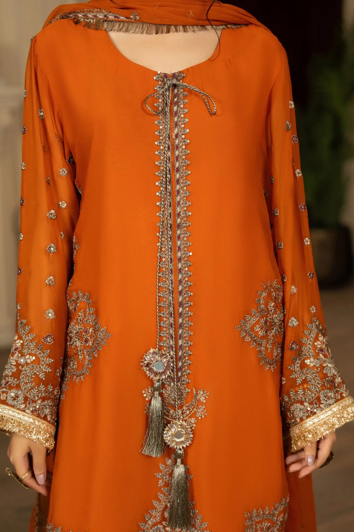 KARMA ‘Roohi’ | Embroidered Chiffon Pakistani Readymade Traditional Wonensweae | F-466