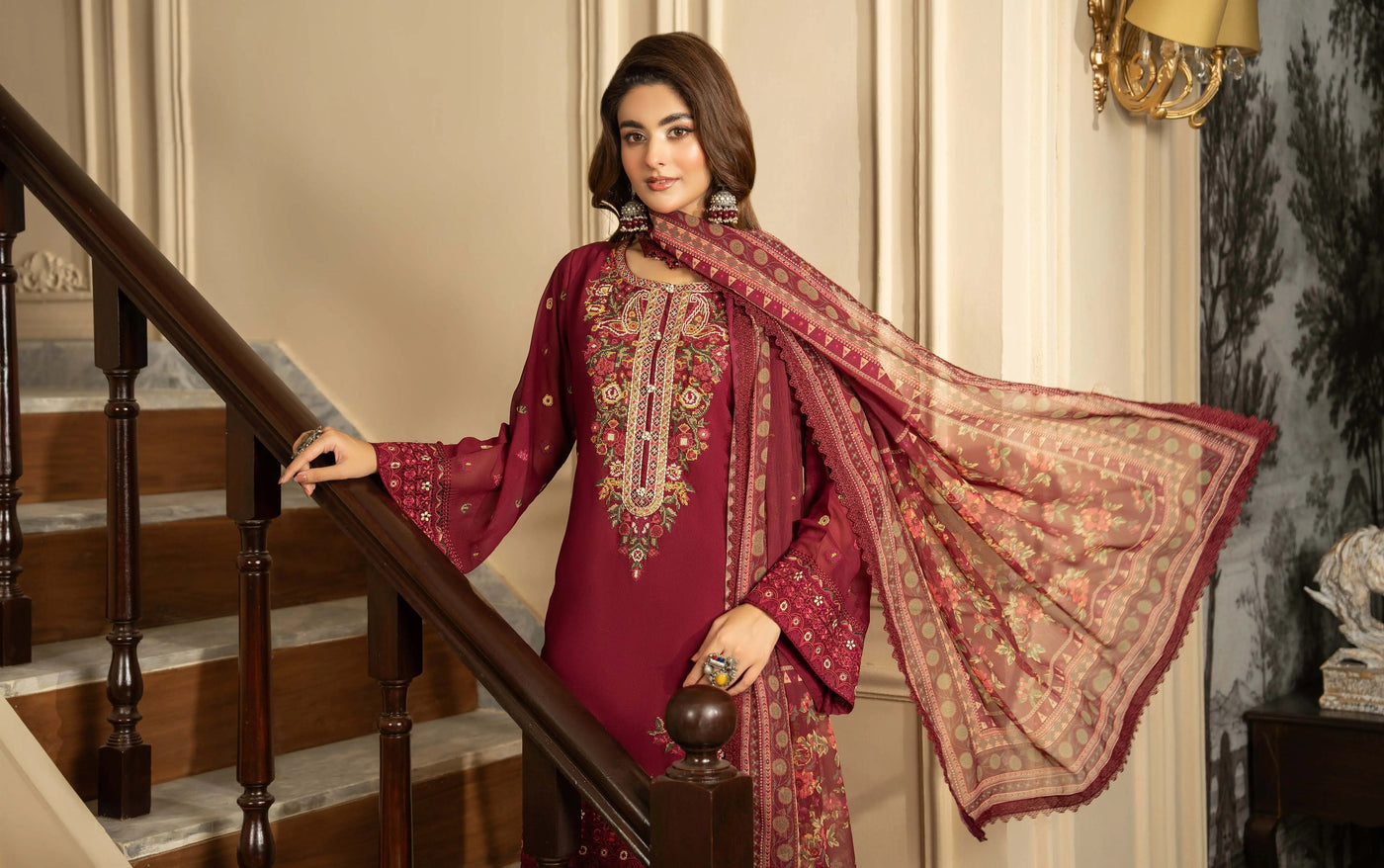 KARMA ‘Roohi’ | Embroidered Chiffon Pakistani Readymade Traditional Wonensweae | F-467