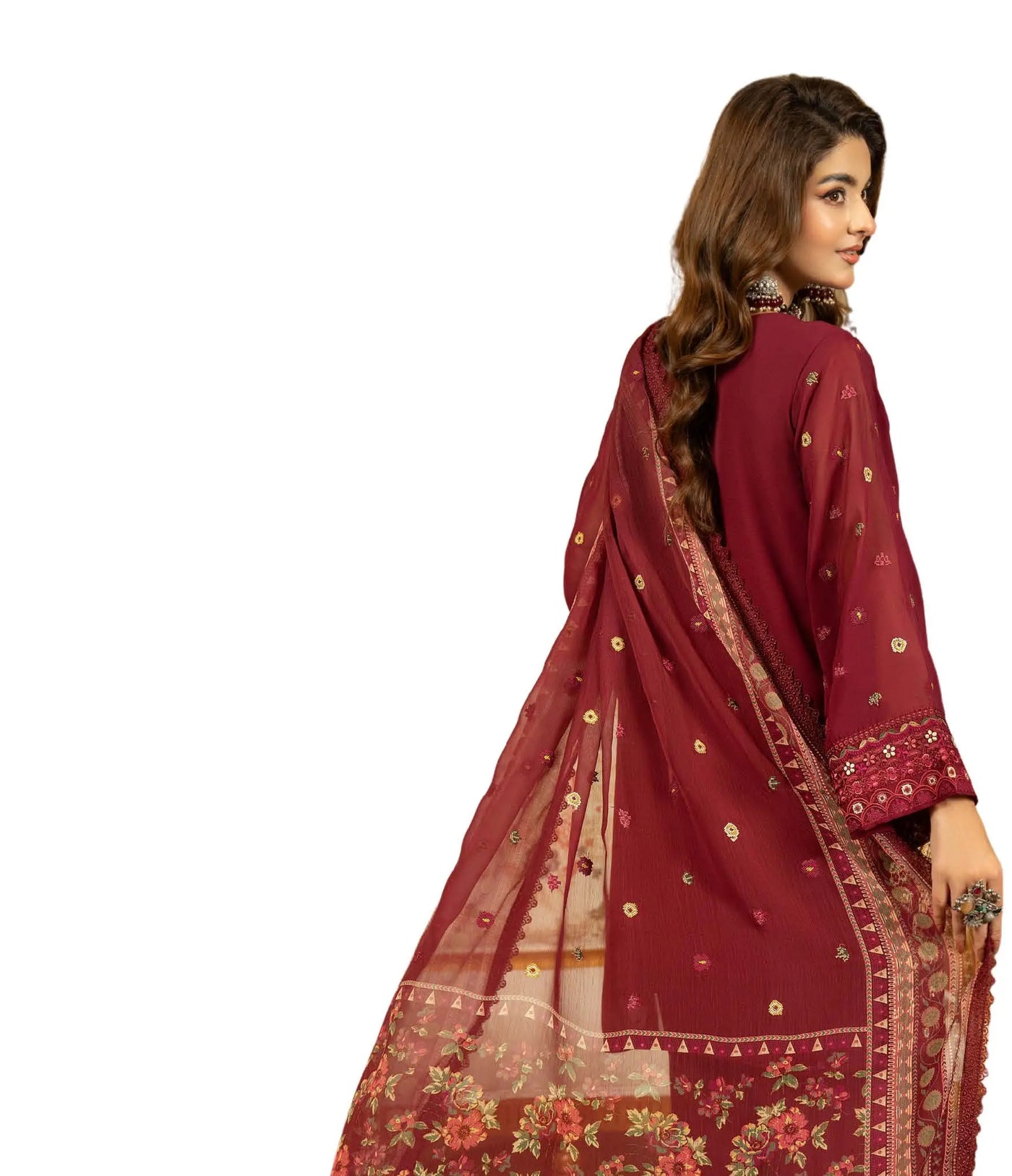 KARMA ‘Roohi’ | Embroidered Chiffon Pakistani Readymade Traditional Wonensweae | F-467