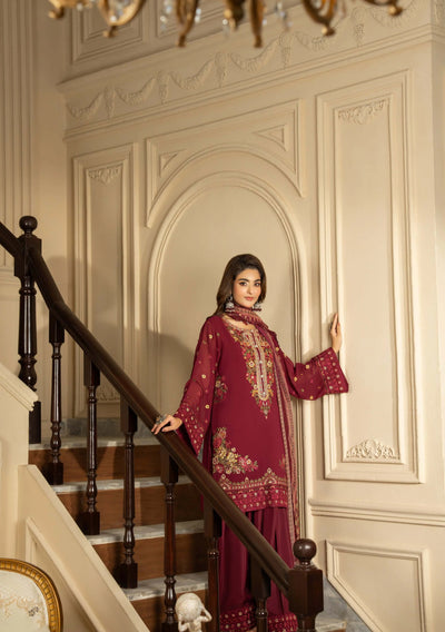 KARMA ‘Roohi’ | Embroidered Chiffon Pakistani Readymade Traditional Wonensweae | F-467
