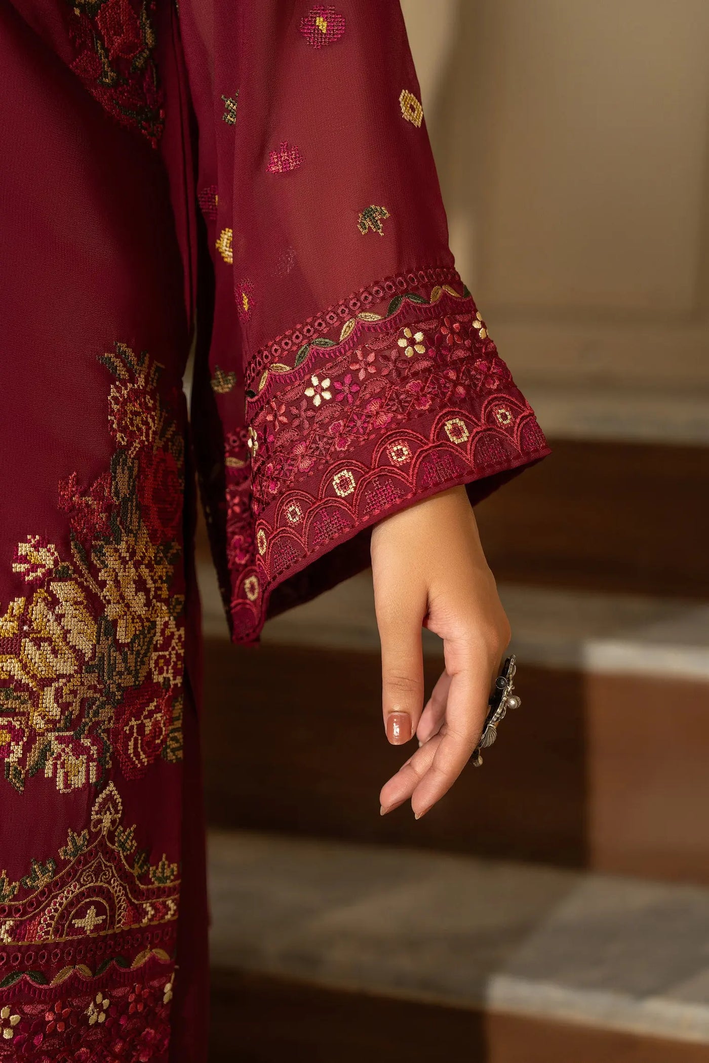 KARMA ‘Roohi’ | Embroidered Chiffon Pakistani Readymade Traditional Wonensweae | F-467