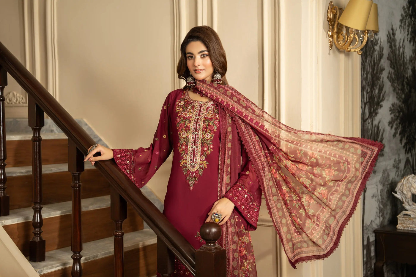 KARMA ‘Roohi’ | Embroidered Chiffon Pakistani Readymade Traditional Wonensweae | F-467