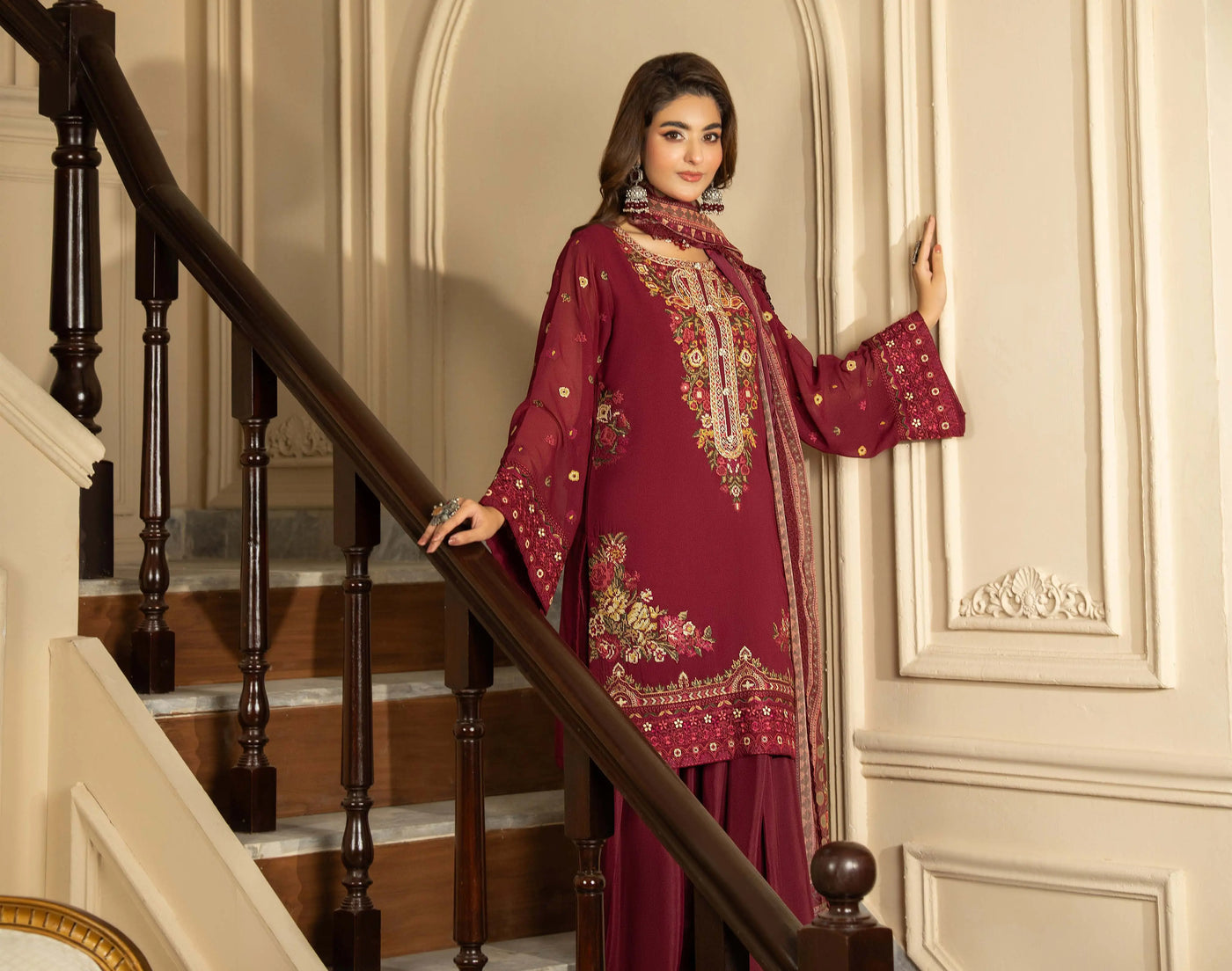 KARMA ‘Roohi’ | Embroidered Chiffon Pakistani Readymade Traditional Wonensweae | F-467