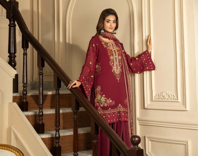 KARMA ‘Roohi’ | Embroidered Chiffon Pakistani Readymade Traditional Wonensweae | F-467