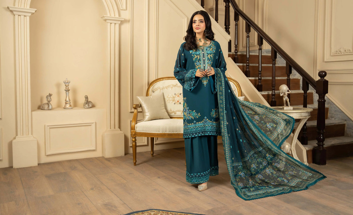 KARMA ‘Roohi’ | Embroidered Chiffon Pakistani Readymade Traditional Wonensweae | F-467