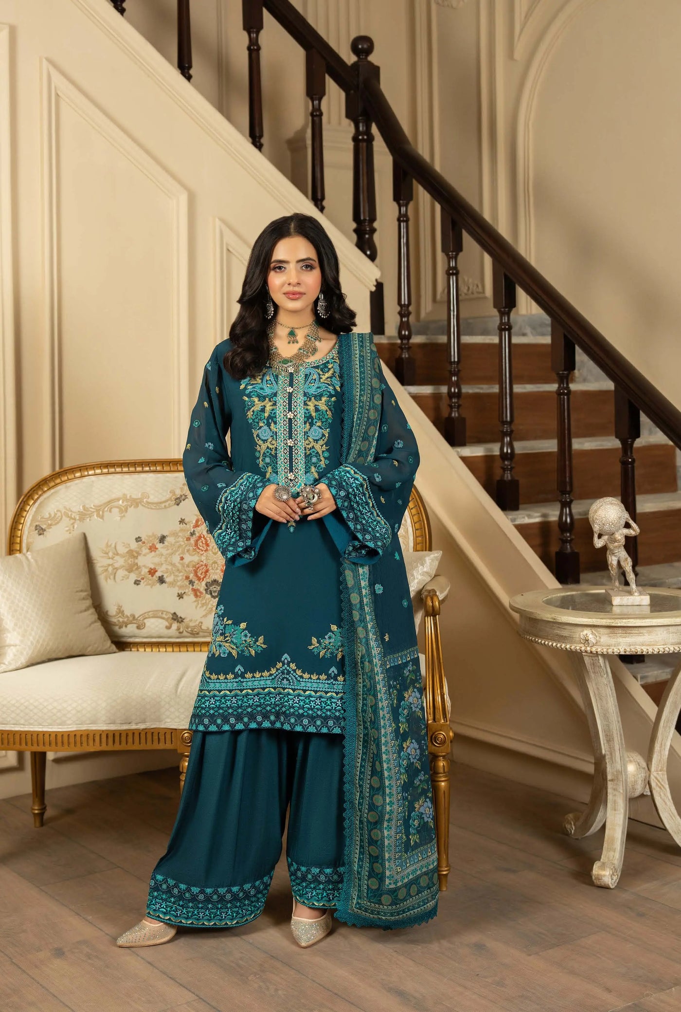 KARMA ‘Roohi’ | Embroidered Chiffon Pakistani Readymade Traditional Wonensweae | F-467