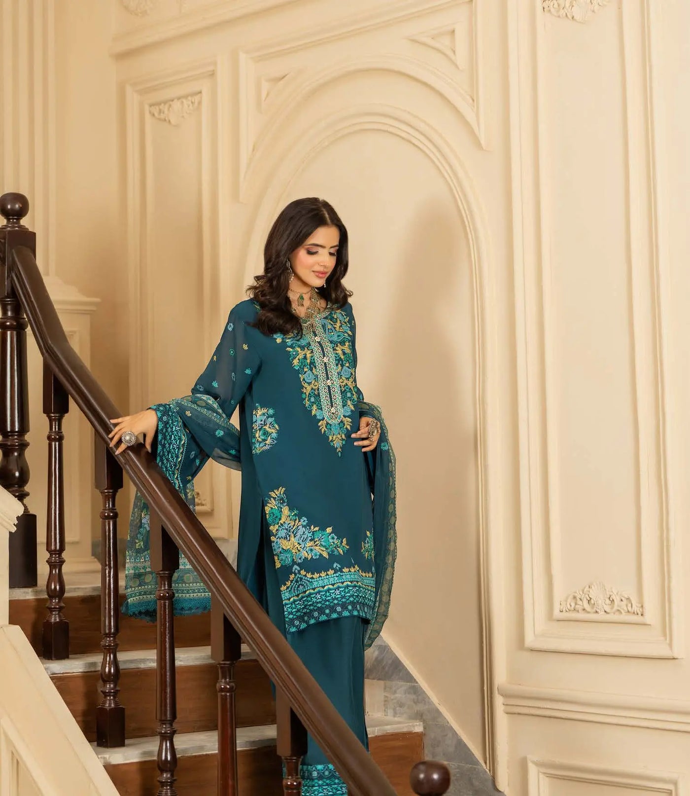 KARMA ‘Roohi’ | Embroidered Chiffon Pakistani Readymade Traditional Wonensweae | F-467