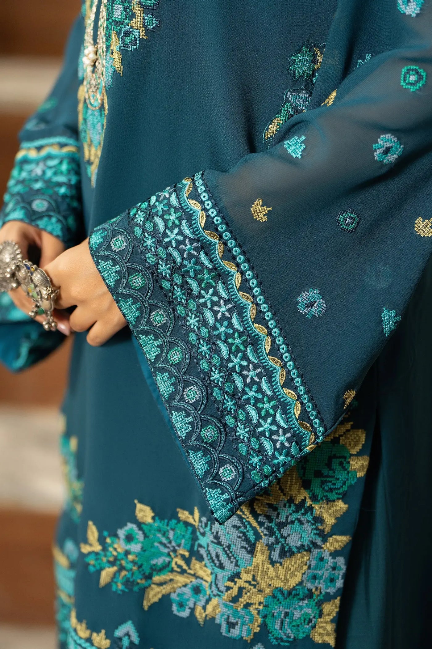 KARMA ‘Roohi’ | Embroidered Chiffon Pakistani Readymade Traditional Wonensweae | F-467