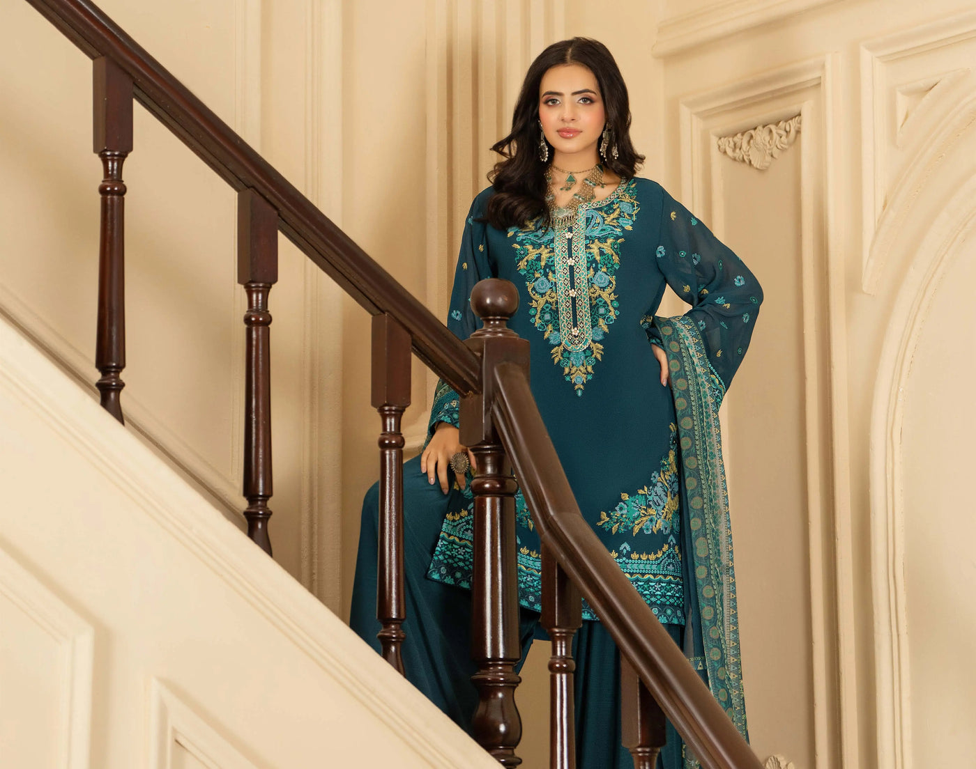 KARMA ‘Roohi’ | Embroidered Chiffon Pakistani Readymade Traditional Wonensweae | F-467
