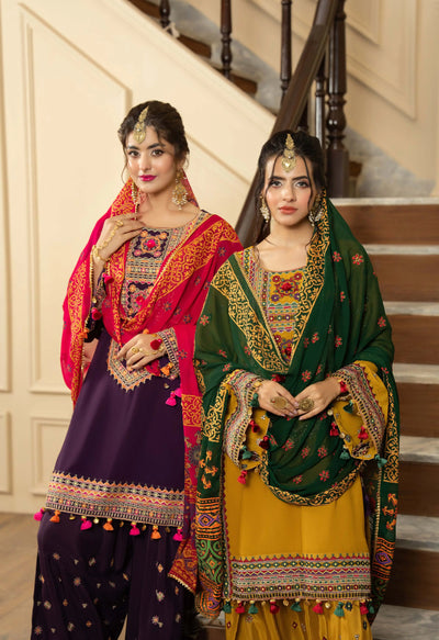 KARMA ‘Roohi’ | Embroidered Chiffon Pakistani Readymade Traditional Wonensweae | F-468