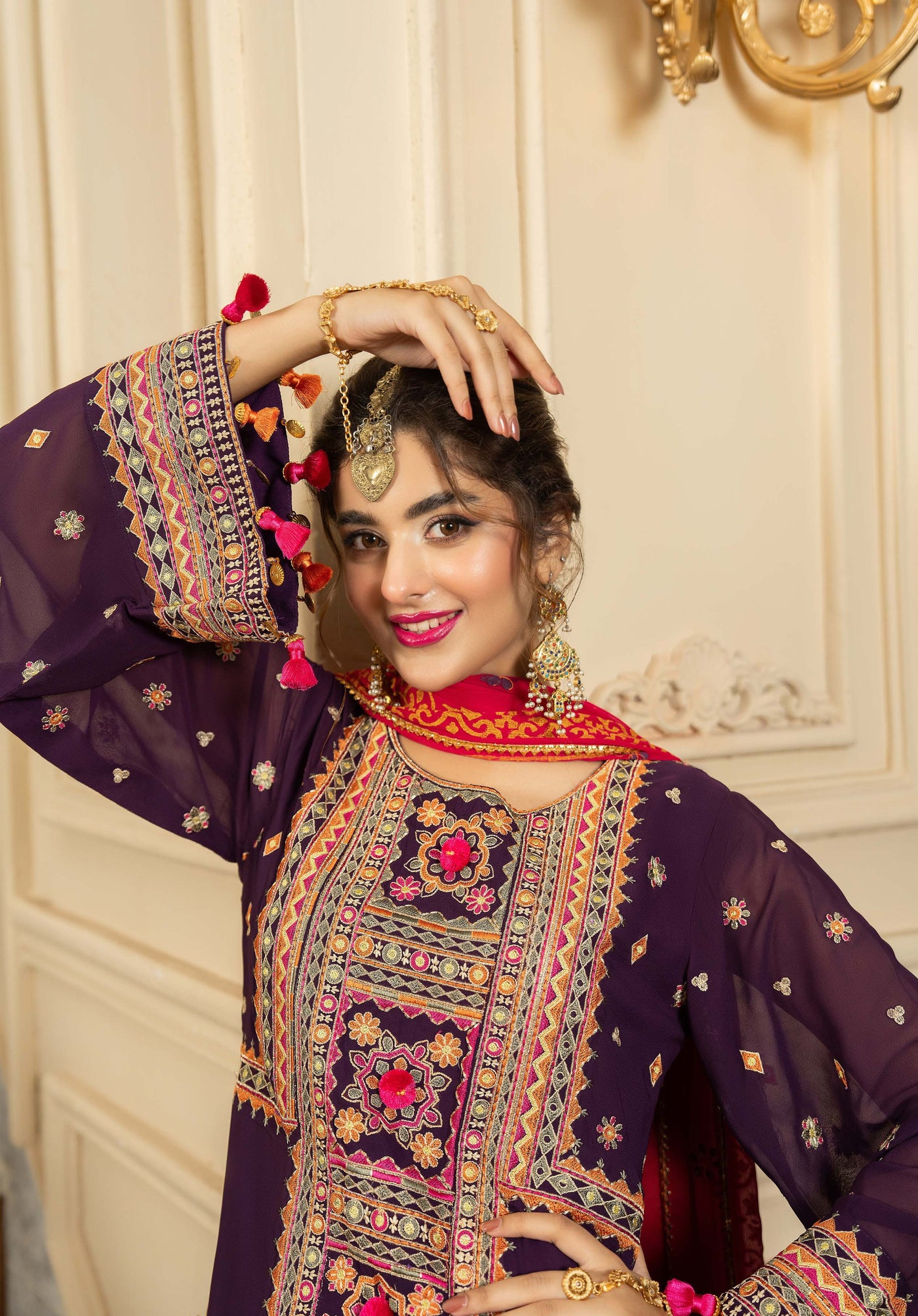 KARMA ‘Roohi’ | Embroidered Chiffon Pakistani Readymade Traditional Wonensweae | F-468