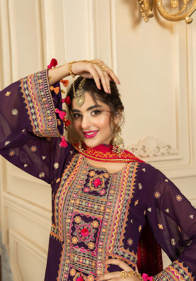 KARMA ‘Roohi’ | Embroidered Chiffon Pakistani Readymade Traditional Wonensweae | F-468