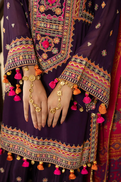 KARMA ‘Roohi’ | Embroidered Chiffon Pakistani Readymade Traditional Wonensweae | F-468