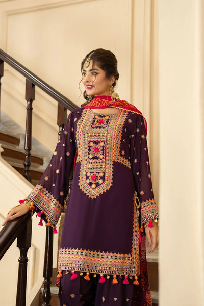 KARMA ‘Roohi’ | Embroidered Chiffon Pakistani Readymade Traditional Wonensweae | F-468