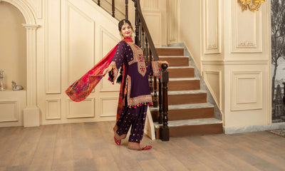 KARMA ‘Roohi’ | Embroidered Chiffon Pakistani Readymade Traditional Wonensweae | F-468