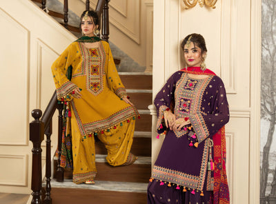 KARMA ‘Roohi’ | Embroidered Chiffon Pakistani Readymade Traditional Wonensweae | F-468