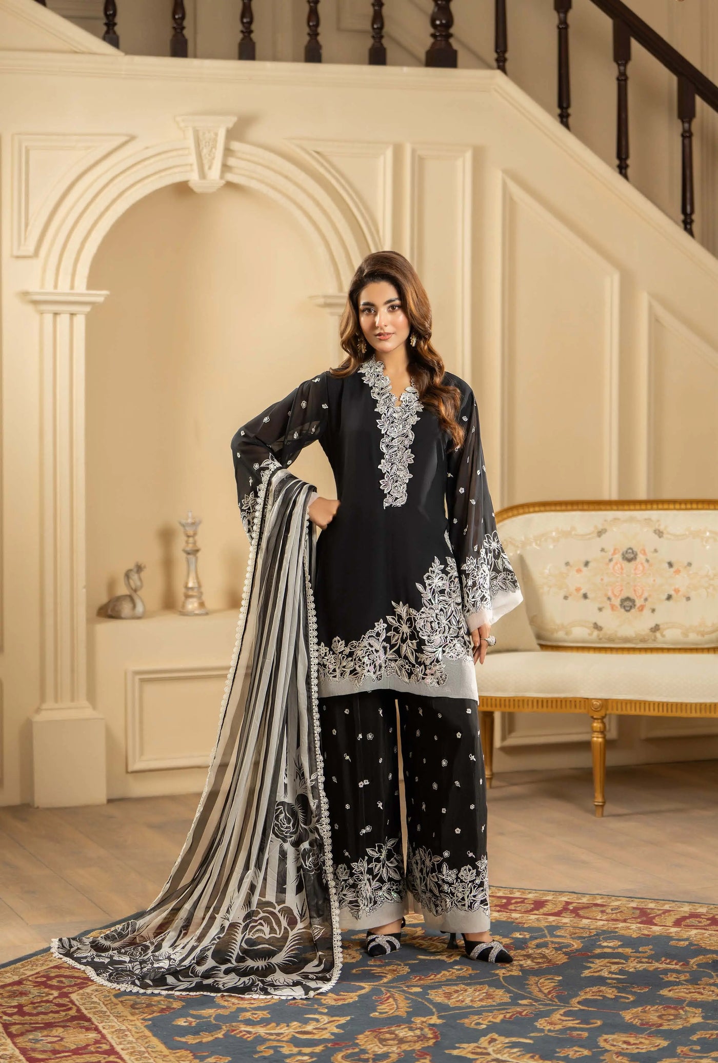 KARMA ‘Roohi’ | Embroidered Chiffon Pakistani Readymade Traditional Wonensweae | F-469