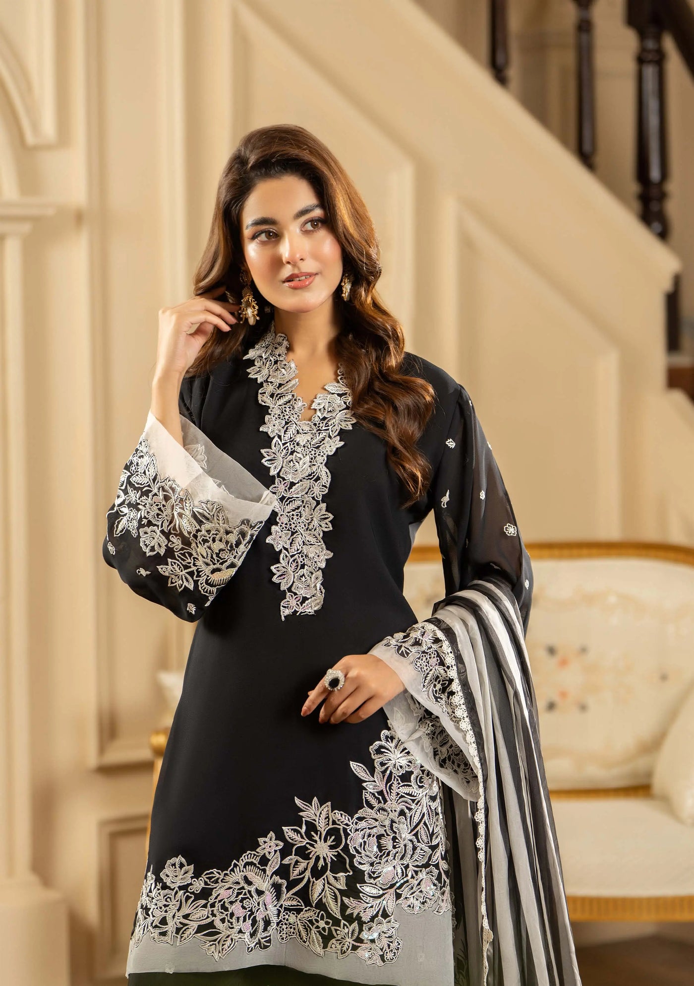 KARMA ‘Roohi’ | Embroidered Chiffon Pakistani Readymade Traditional Wonensweae | F-469