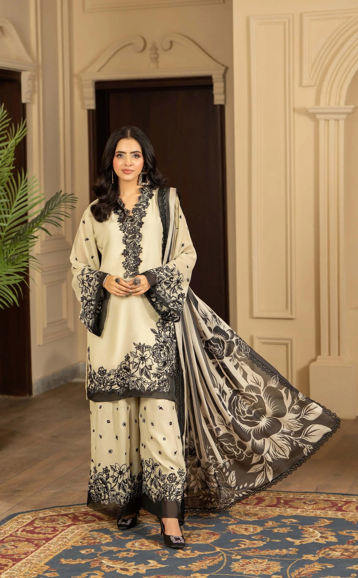 KARMA ‘Roohi’ | Embroidered Chiffon Pakistani Readymade Traditional Wonensweae | F-469