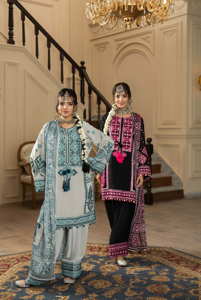 KARMA ‘Roohi’ | Embroidered Chiffon Pakistani Readymade Traditional Wonensweae | F-470