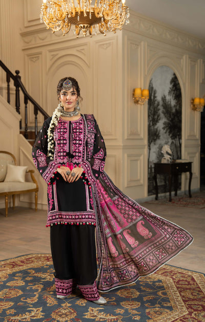 KARMA ‘Roohi’ | Embroidered Chiffon Pakistani Readymade Traditional Wonensweae | F-470